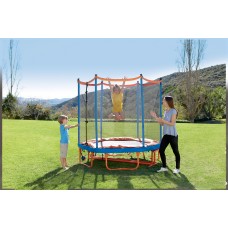 Little Tikes Easy Store 7-Foot Folding Trampoline, with Safety Enclosure and Padded Frame, Blue/Red   564970977